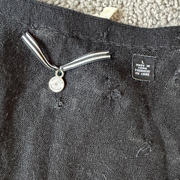 Knitted and Knotted Anthropologie black cardigan with bows - Picture 2 of 5